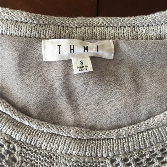 THML Sweater Knit Split Back Crossover Back Detail Silver Gray Small - Picture 9 of 10